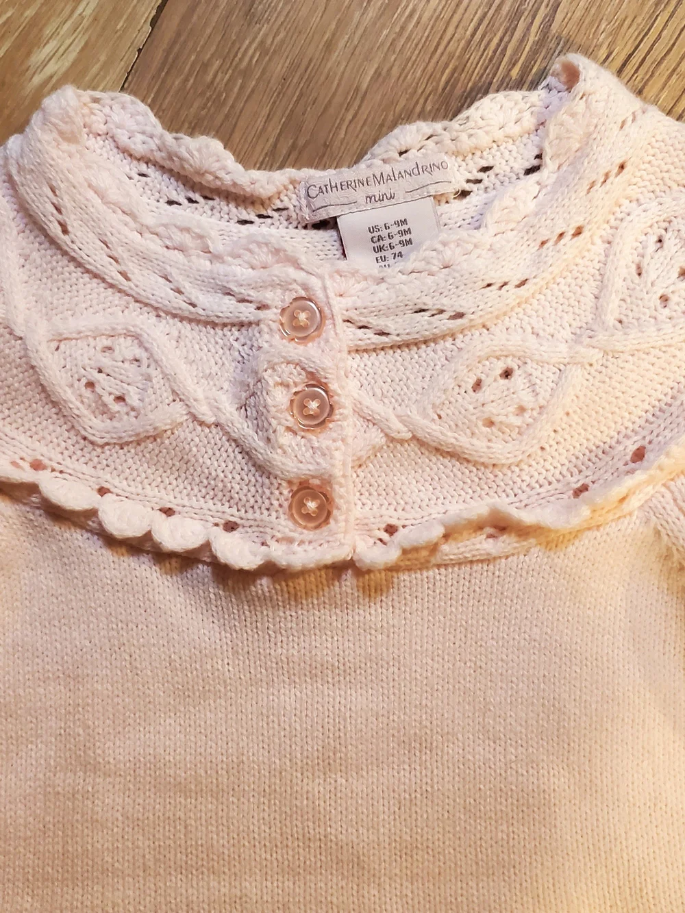 Catherine Malandrino Mini Pale Pink Cable Knit Bubble Hem Baby Sweater Dress